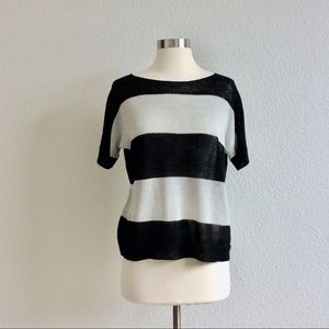 Theory Black and Gray Linen Sweater